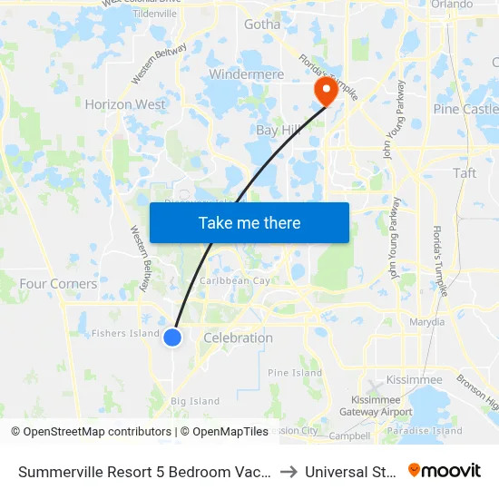 Summerville Resort 5 Bedroom Vacation Home 2620, Orlando to Universal Studios Store map