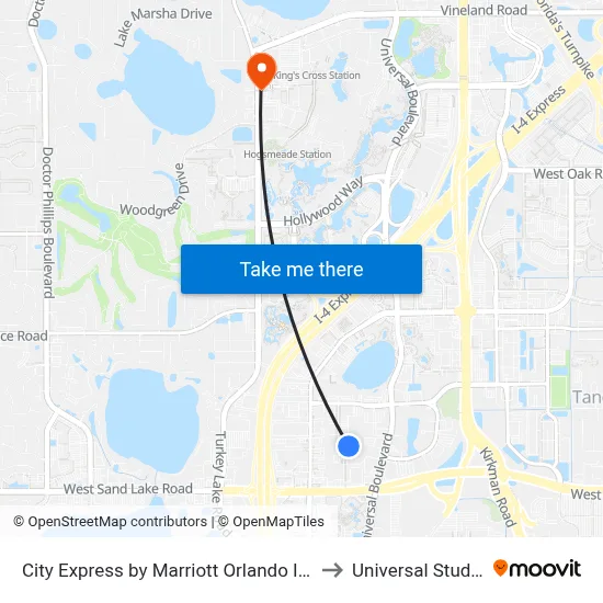 City Express by Marriott Orlando International Drive to Universal Studios Store map