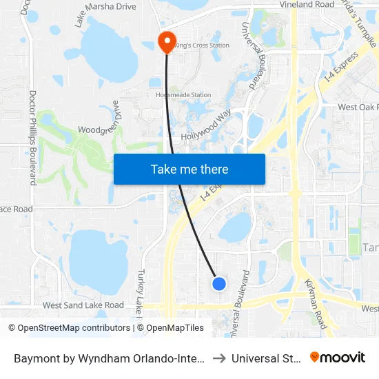Baymont by Wyndham Orlando-International Dr-Universal Blvd to Universal Studios Store map