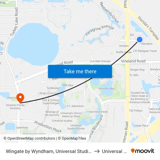 Wingate by Wyndham, Universal Studios - Free Theme Park Shuttle, Orlando to Universal Studios Store map