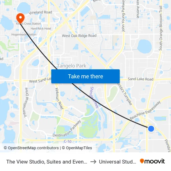 The View Studio, Suites and Event Venue, Orlando to Universal Studios Store map