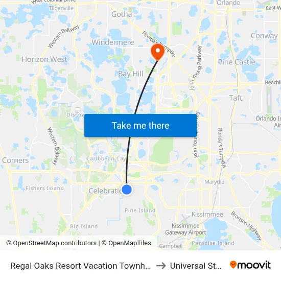 Regal Oaks Resort Vacation Townhomes by IDILIQ, Orlando to Universal Studios Store map