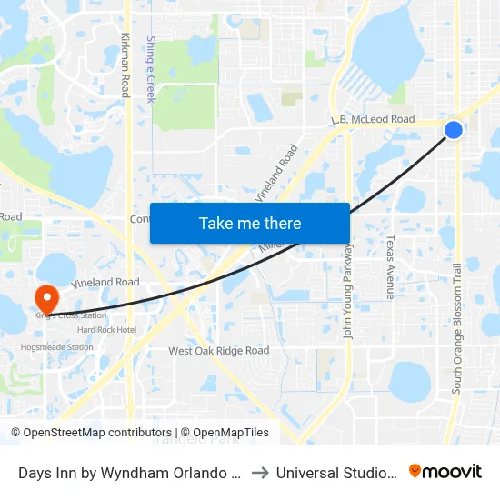 Days Inn by Wyndham Orlando Downtown to Universal Studios Store map