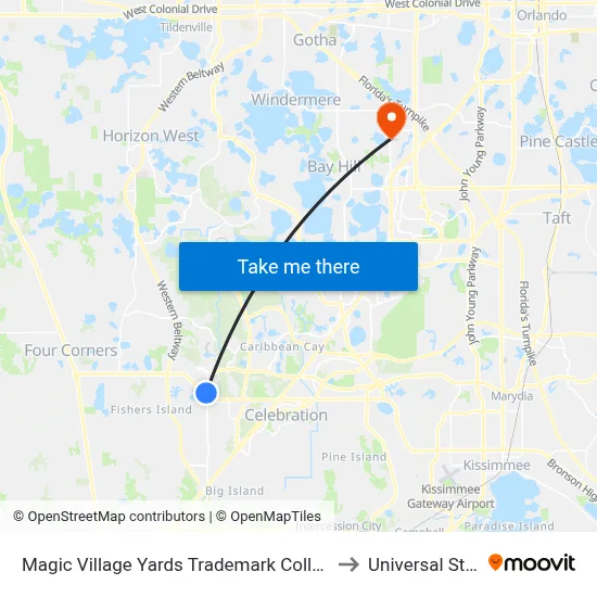 Magic Village Yards Trademark Collection by Wyndham, Orlando to Universal Studios Store map
