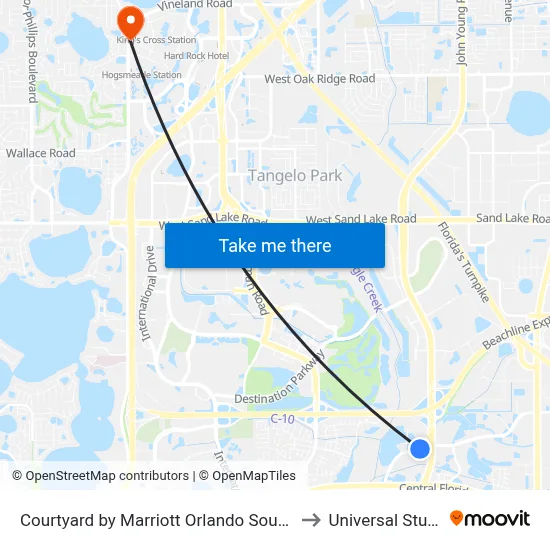 Courtyard by Marriott Orlando South/Grande Lakes Area to Universal Studios Store map