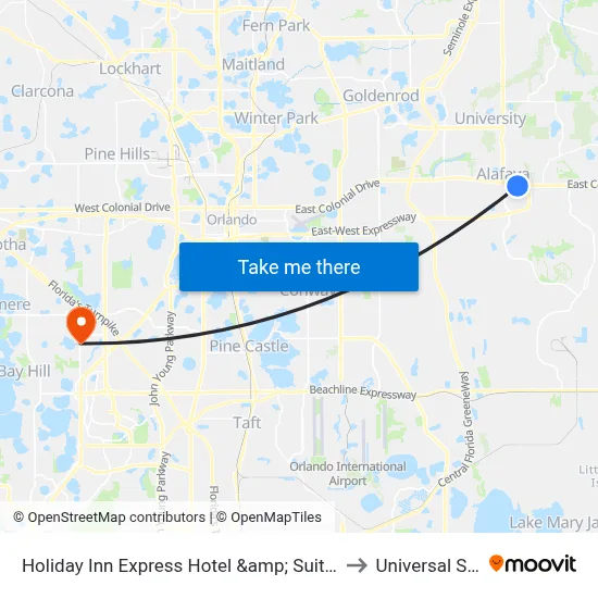 Holiday Inn Express Hotel &amp; Suites Orlando East-UCF Area by IHG to Universal Studios Store map