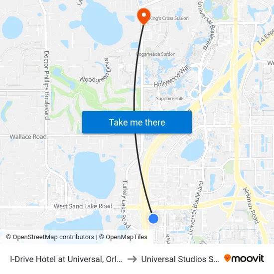 I-Drive Hotel at Universal, Orlando to Universal Studios Store map