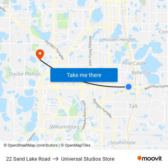 22 Sand Lake Road to Universal Studios Store map