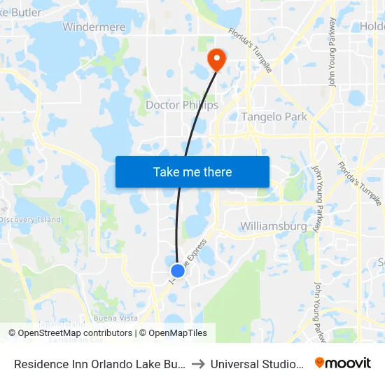 Residence Inn Orlando Lake Buena Vista to Universal Studios Store map