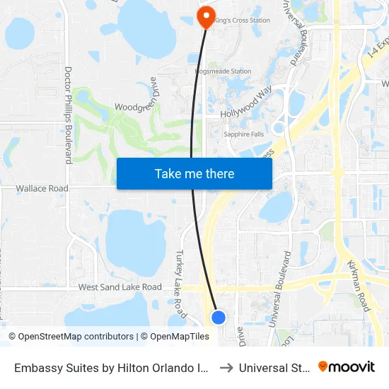 Embassy Suites by Hilton Orlando International Dr Jamaican Ct to Universal Studios Store map