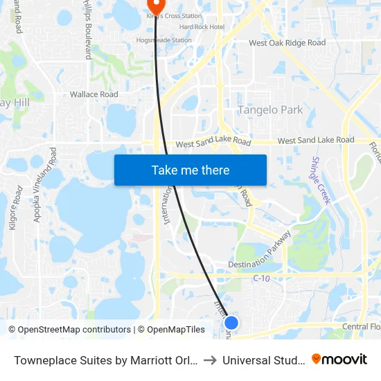 Towneplace Suites by Marriott Orlando at Seaworld to Universal Studios Store map
