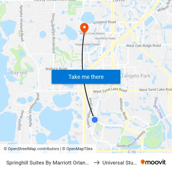 Springhill Suites By Marriott Orlando Convention Center to Universal Studios Store map