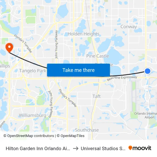 Hilton Garden Inn Orlando Airport to Universal Studios Store map