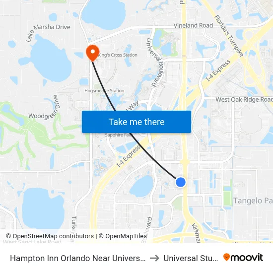 Hampton Inn Orlando Near Universal Blv/International Dr to Universal Studios Store map