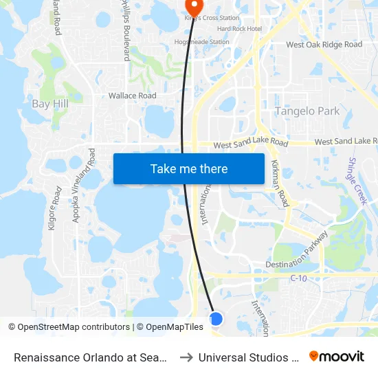 Renaissance Orlando at Seaworld® to Universal Studios Store map