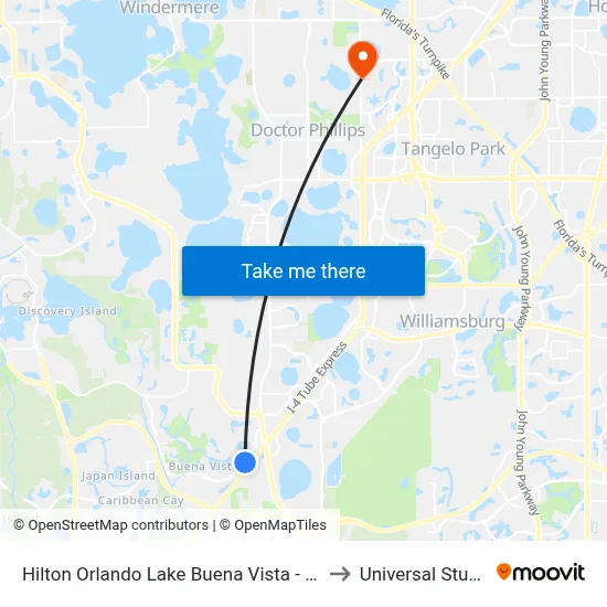 Hilton Orlando Lake Buena Vista - Disney Springs Area to Universal Studios Store map