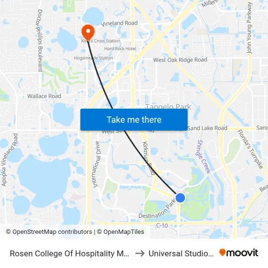 Rosen College Of Hospitality Management to Universal Studios Store map
