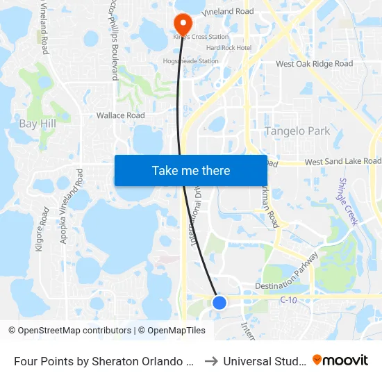 Four Points by Sheraton Orlando Convention Center to Universal Studios Store map