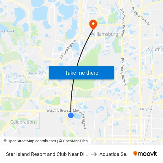 Star Island Resort and Club Near Disney Kissimmee to Aquatica Sea World map