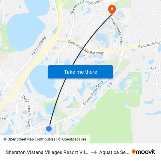 Sheraton Vistana Villages Resort Villas I Drive Orlando to Aquatica Sea World map