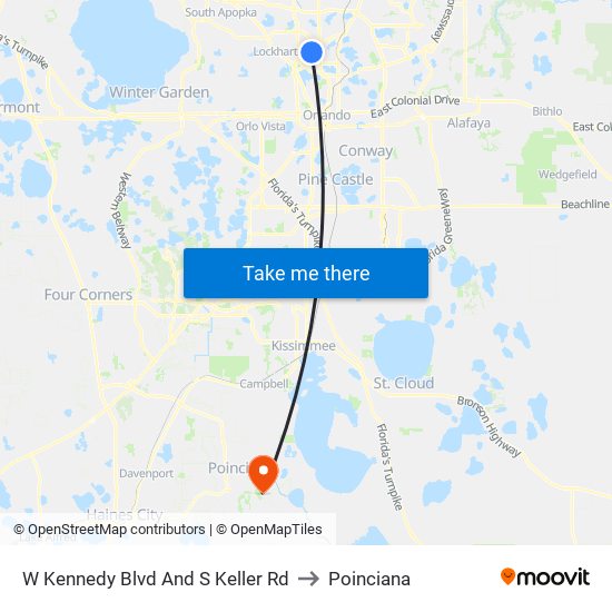 W Kennedy Blvd And S Keller Rd to Poinciana map