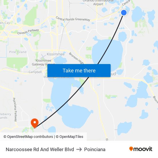 Narcoossee Rd And Weller Blvd to Poinciana map