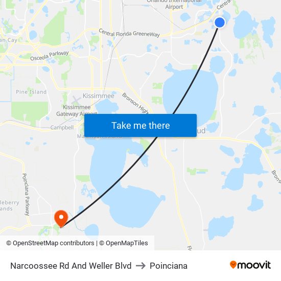 Narcoossee Rd And Weller Blvd to Poinciana map