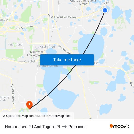 Narcoossee Rd And Tagore Pl to Poinciana map