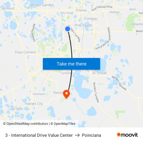 3 - International Drive Value Center to Poinciana map