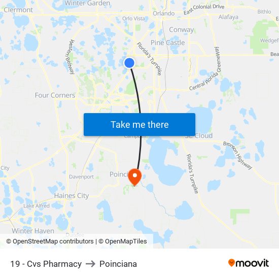 19 - Cvs Pharmacy to Poinciana map