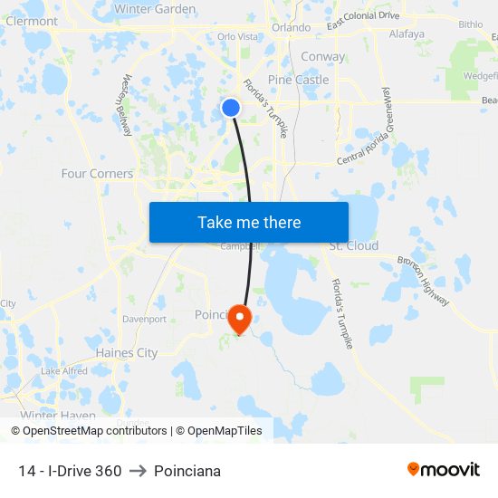 14 - I-Drive 360 to Poinciana map