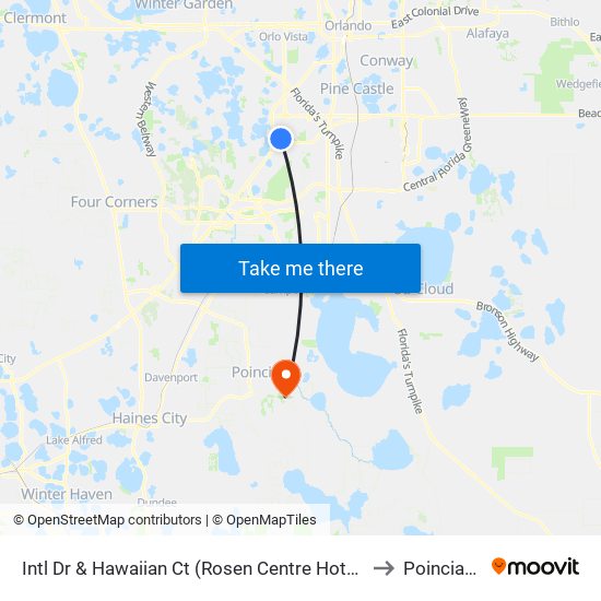 Intl Dr & Hawaiian Ct (Rosen Centre Hotel) to Poinciana map