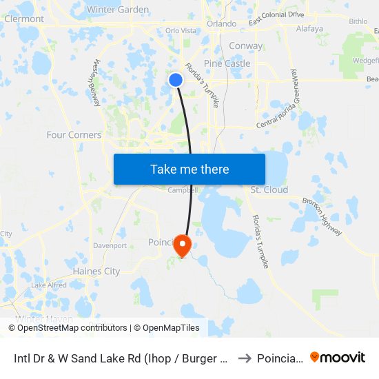 Intl Dr & W Sand Lake Rd (Ihop / Burger King) to Poinciana map