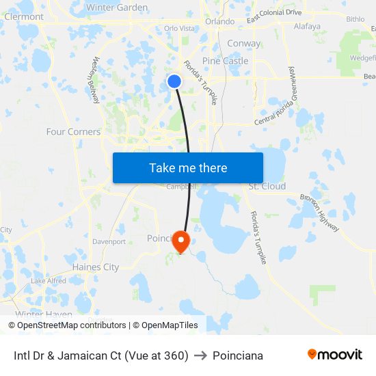 Intl Dr & Jamaican Ct (Vue at 360) to Poinciana map