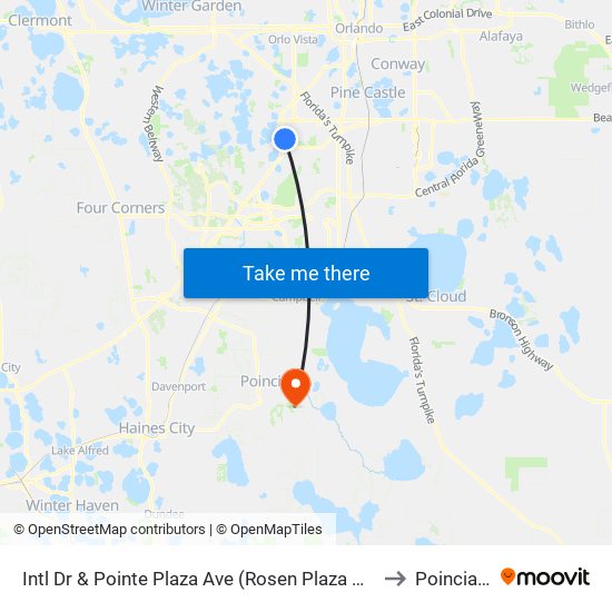 Intl Dr & Pointe Plaza Ave (Rosen Plaza Hotel) to Poinciana map