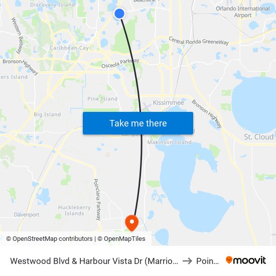 Westwood Blvd & Harbour Vista Dr (Marriott’S Cypress Harbour) to Poinciana map