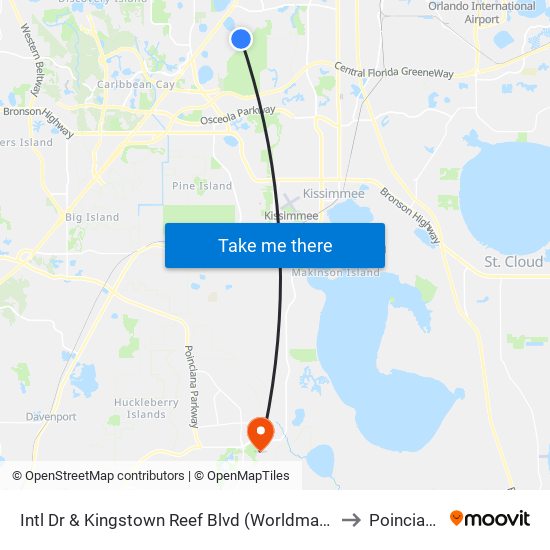 Intl Dr & Kingstown Reef Blvd (Worldmark) to Poinciana map