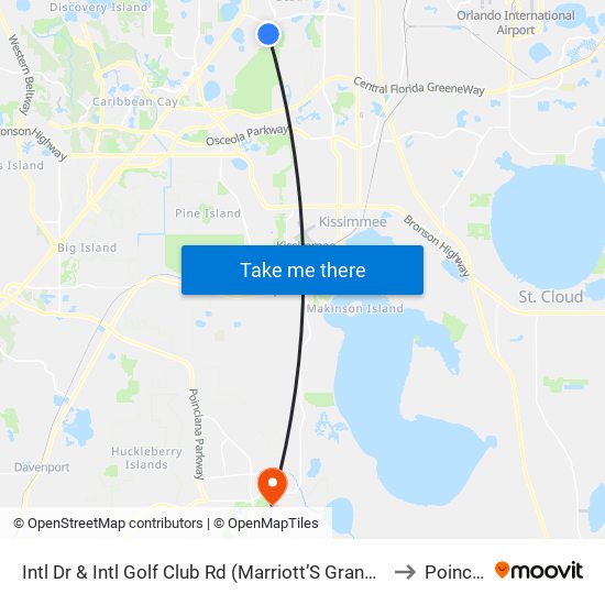 Intl Dr & Intl Golf Club Rd (Marriott’S Grande Vista Resort) to Poinciana map