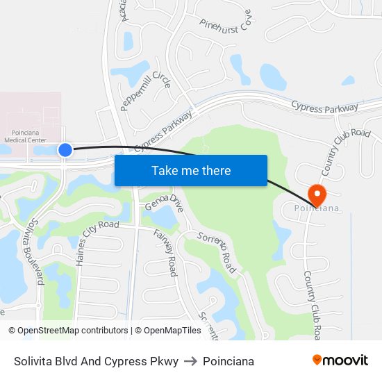 Solivita Blvd And Cypress Pkwy to Poinciana map