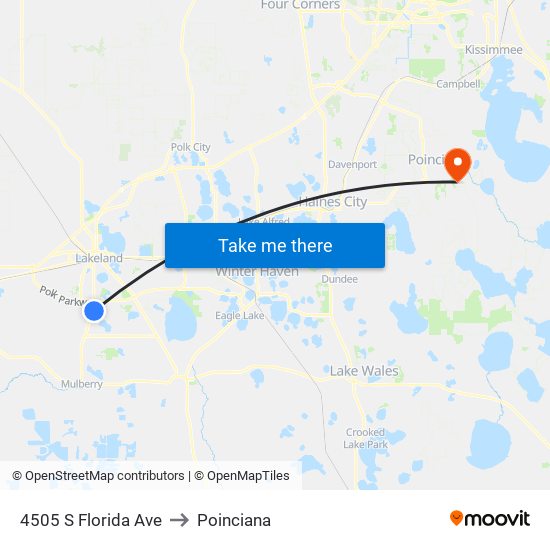 4505 S Florida Ave to Poinciana map