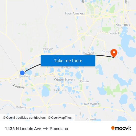 1436 N Lincoln Ave to Poinciana map