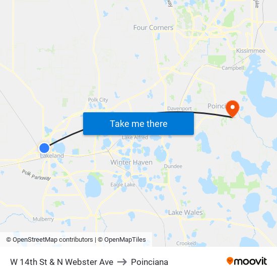 W 14th St & N Webster Ave to Poinciana map