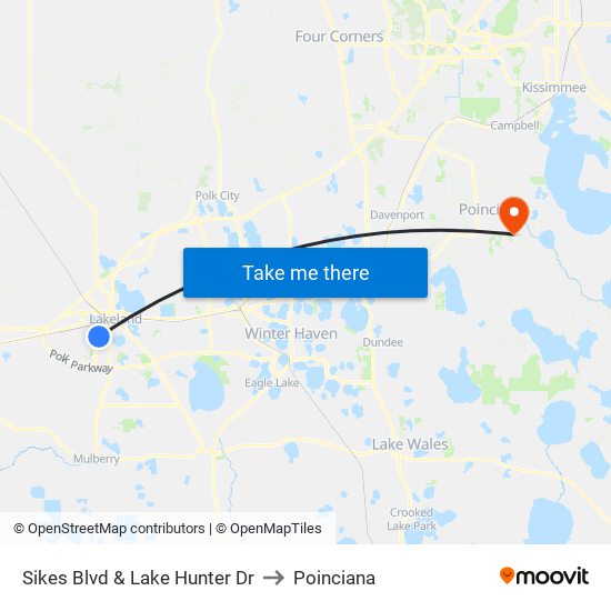 Sikes Blvd & Lake Hunter Dr to Poinciana map