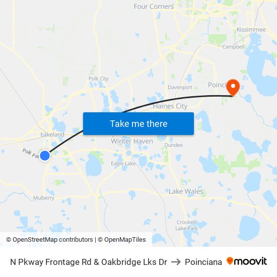 N Pkway Frontage Rd & Oakbridge Lks Dr to Poinciana map