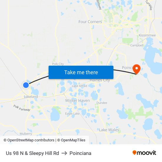 Us 98 N & Sleepy Hill Rd to Poinciana map