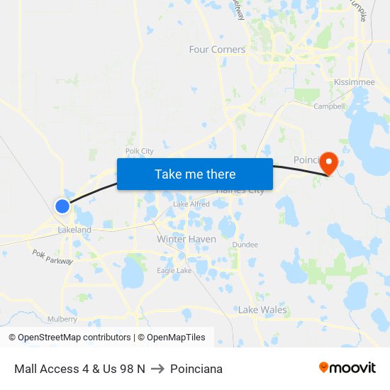 Mall Access 4 & Us 98 N to Poinciana map