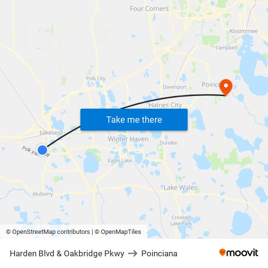 Harden Blvd & Oakbridge Pkwy to Poinciana map