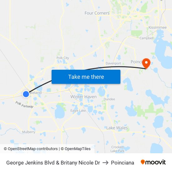 George Jenkins Blvd & Britany Nicole Dr to Poinciana map