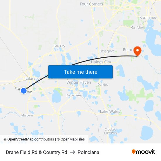 Drane Field Rd & Country Rd to Poinciana map