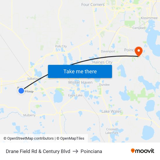 Drane Field Rd & Century Blvd to Poinciana map